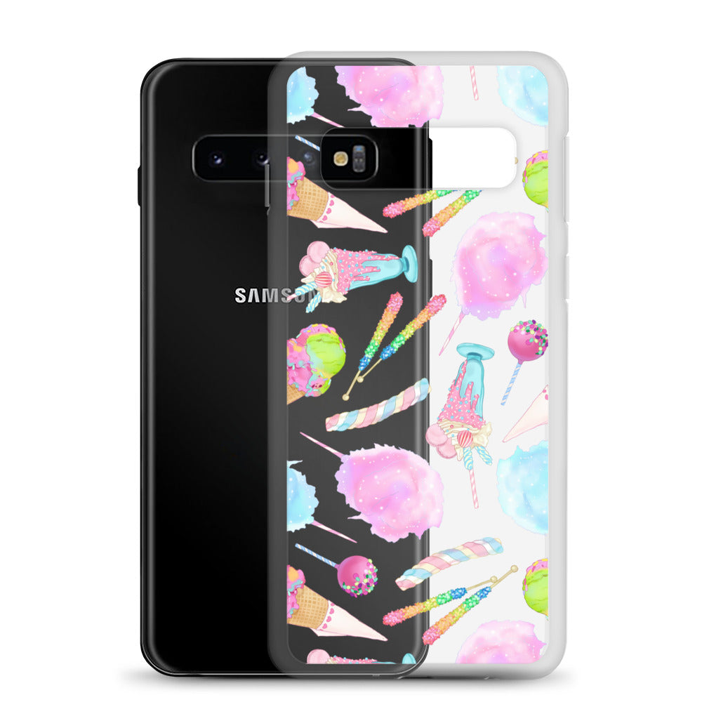 Colorful pastel designs shine on the Rainbow Candy Samsung® Clear Case, perfect for summer outfits and phone protection.
