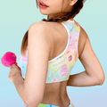 Colorful Rainbow Candy Sports bra featuring sweet treat designs, perfect for vibrant workouts and staying dry.