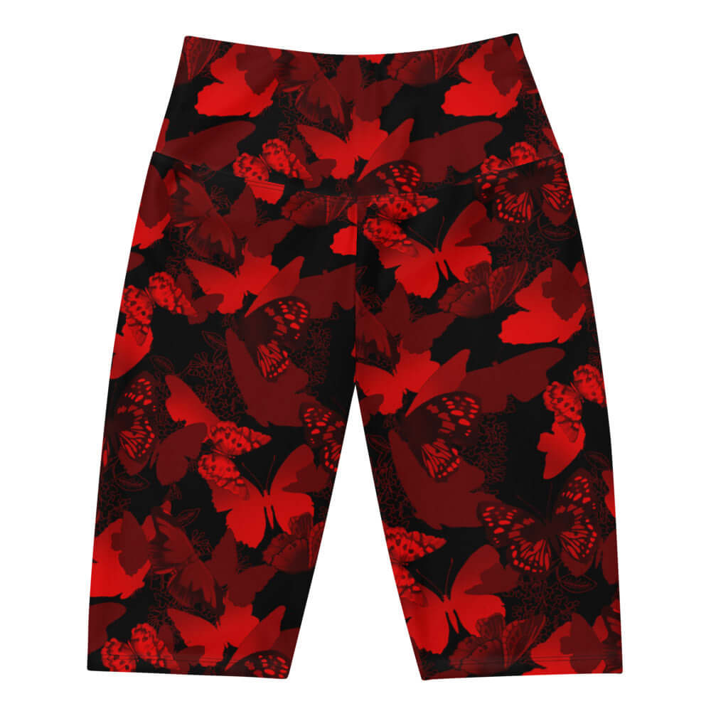 High-waisted Butterfly Biker Shorts featuring a vibrant butterfly print, perfect for comfort and style.