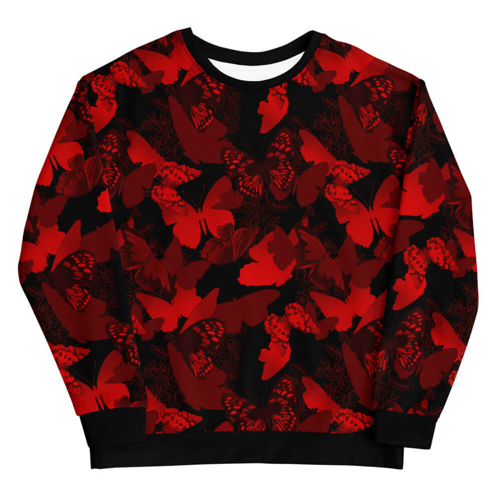 Colorful Butterfly Sweatshirt featuring vibrant butterfly silhouettes, perfect for a unique and cozy style.