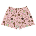 Royal Cookie Athletic Short Shorts feature a fun, colorful pattern perfect for pairing with crop tops and sports bras.
