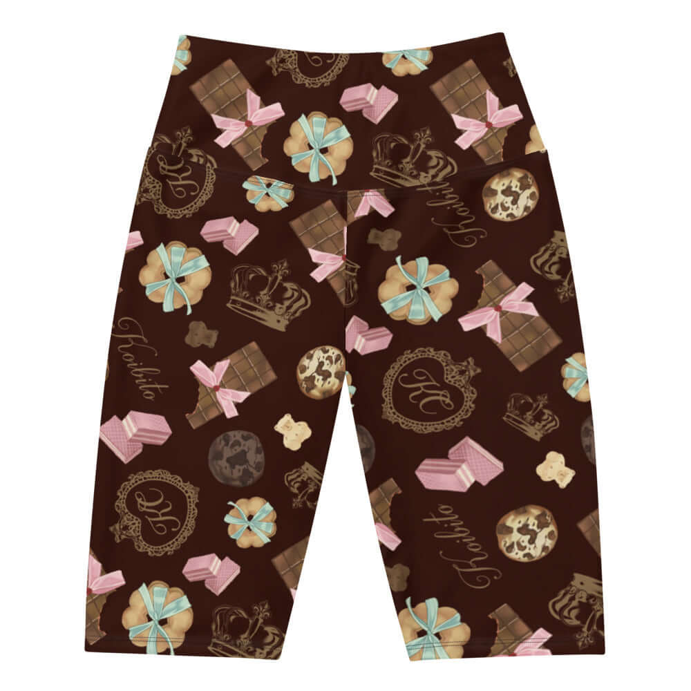 Stylish Royal Cookie Biker Shorts featuring a fun chocolate and dessert print, perfect for comfort and mobility.