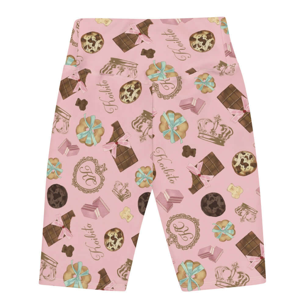 Royal Cookie Biker Shorts feature a playful design, perfect for pairing with crop tops and sports bras.