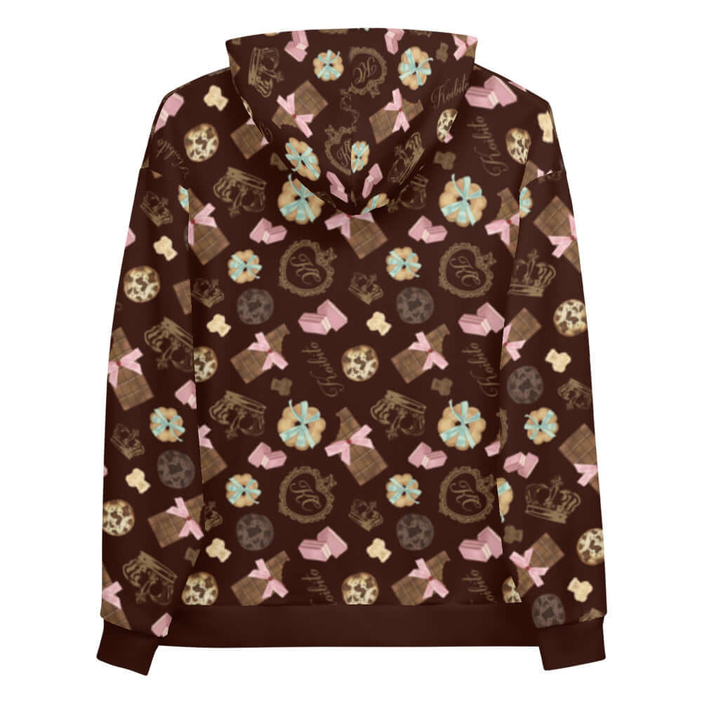 Cozy Royal Cookie Hoodie featuring a vibrant chocolate and cookie print, perfect for sweet cravings!