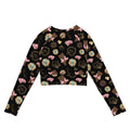 Stylish Royal Cookie Long-sleeved Crop Top in eco-friendly fabric, perfect for athleisure and sports. Comfortable fit guaranteed.