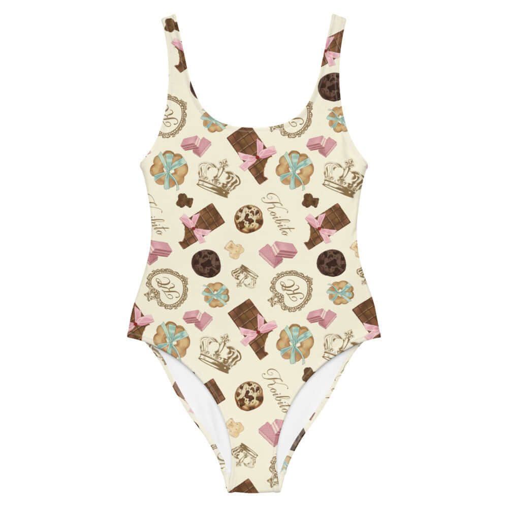 Flatter your figure by the sea in the Royal Cookie One-Piece Swimsuit, featuring a sweet cookie print design.