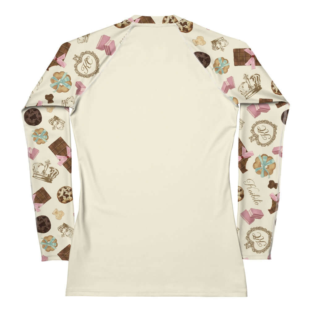 Stylish Royal Cookie Rash Guard features a fun design, perfect for active sports while offering sun protection and comfort.