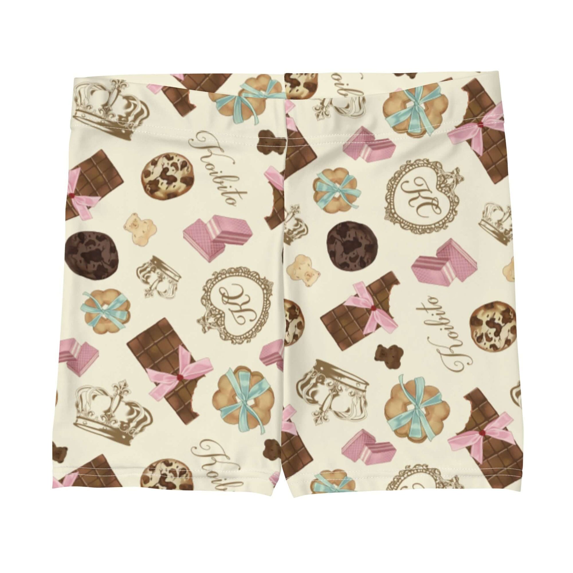 Soft and stylish Royal Cookie Shorts feature a fun dessert print, perfect for pairing with crop tops and sports bras.