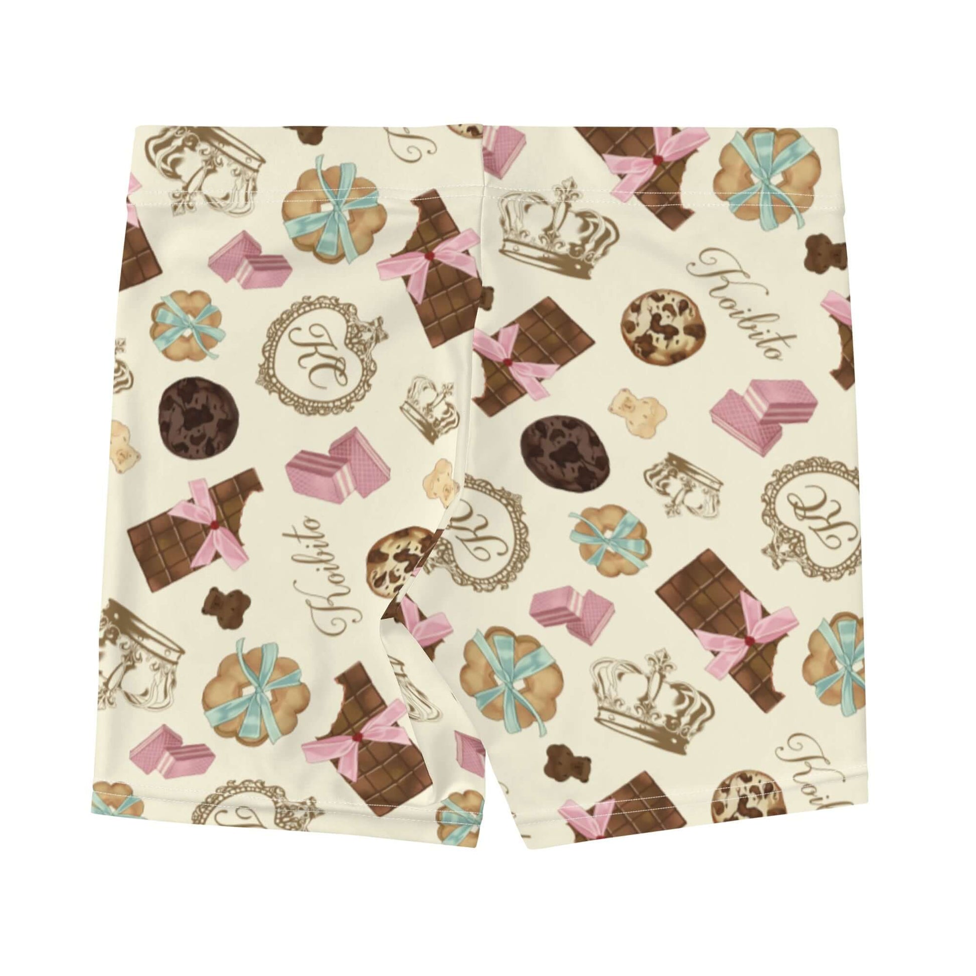 Soft and stylish Royal Cookie Shorts with a fun dessert print, perfect for crop tops and sports bras.
