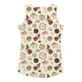 Stylish Royal Cookie Tank Top featuring playful chocolate patterns, perfect for a fun and chic look.