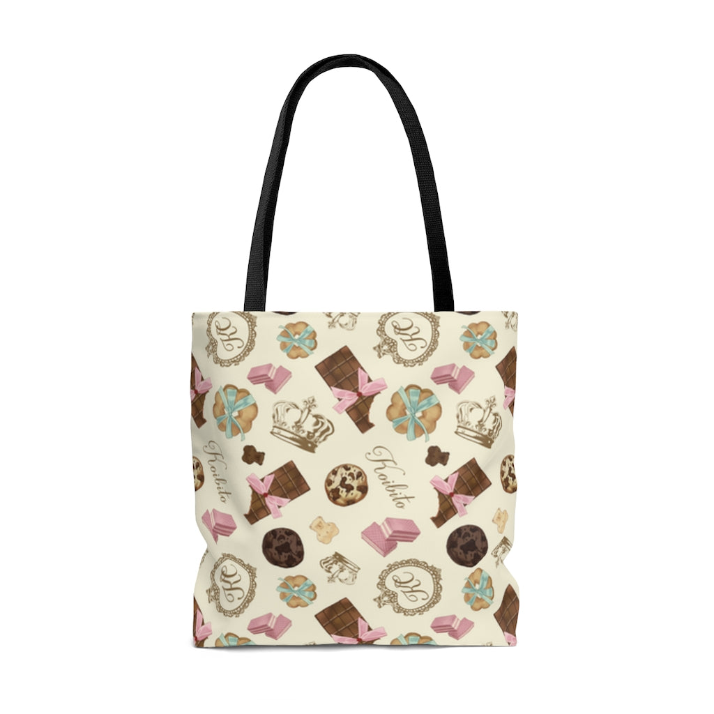 Stylish Royal Cookie Tote Bag (Vanilla) features a fun chocolate and cookie design, perfect for everyday use.