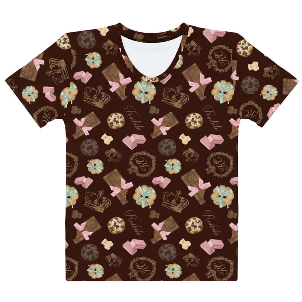 Playful Royal Cookie T-shirt featuring a fun chocolate pattern, perfect for casual outings and comfortable wear.