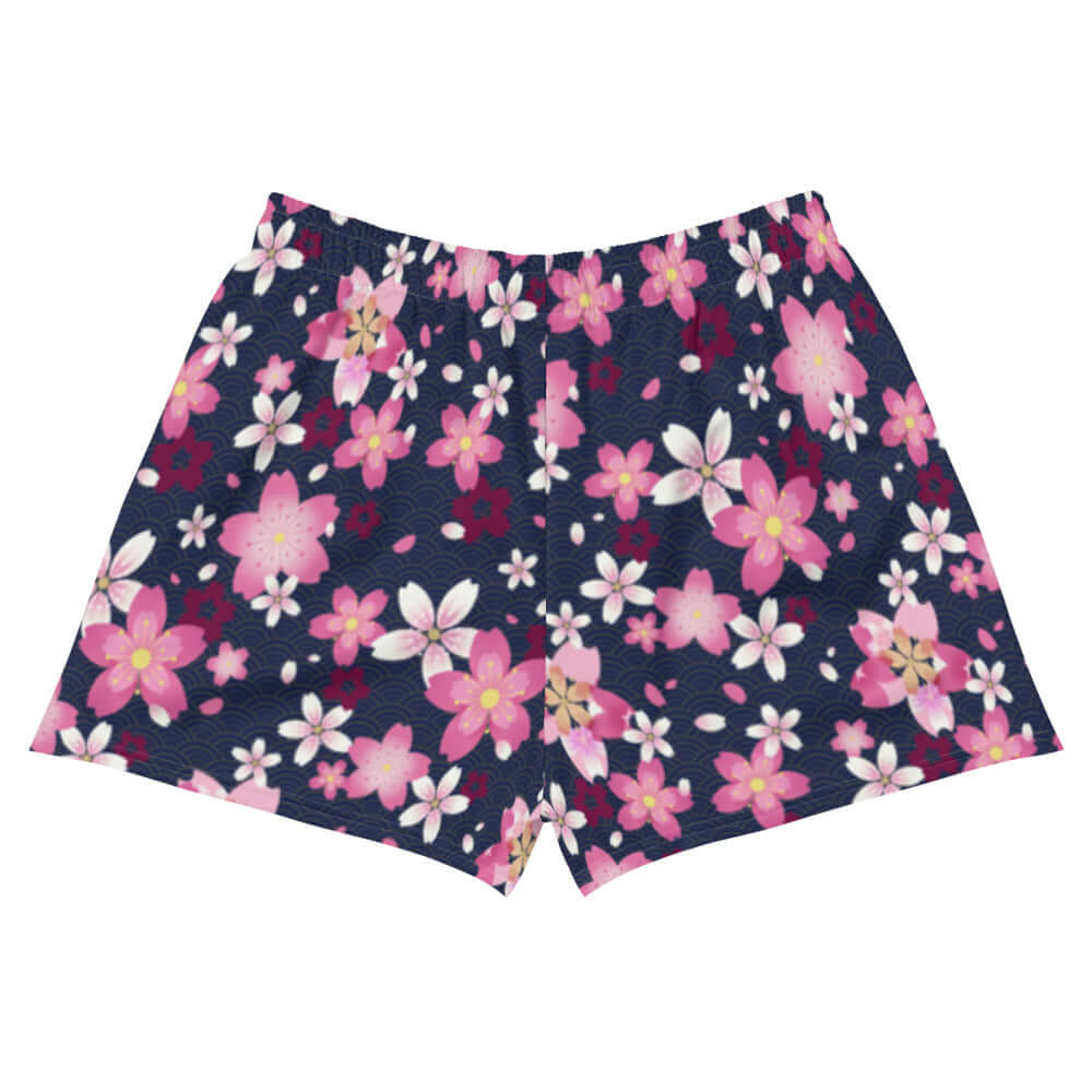 Sakura Athletic Short Shorts feature a vibrant floral print, perfect for sunny days out and ultimate comfort.