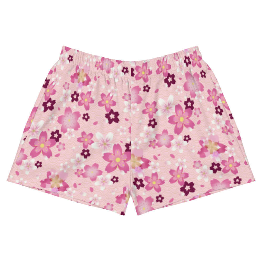 Sakura Athletic Short Shorts feature a vibrant floral design, perfect for sunny days at the park or casual outings.