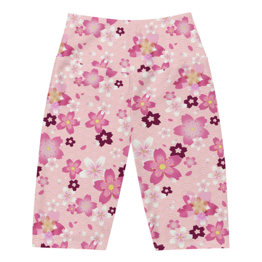 Stylish Sakura Biker Shorts feature a floral print, perfect for spring workouts and jogs around the park.