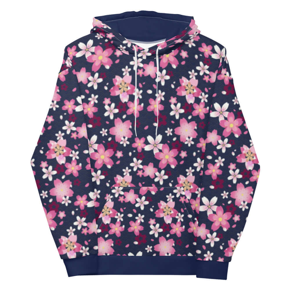 Sakura Hoodie featuring a vibrant floral design, perfect for adding a kawaii touch to any outfit.