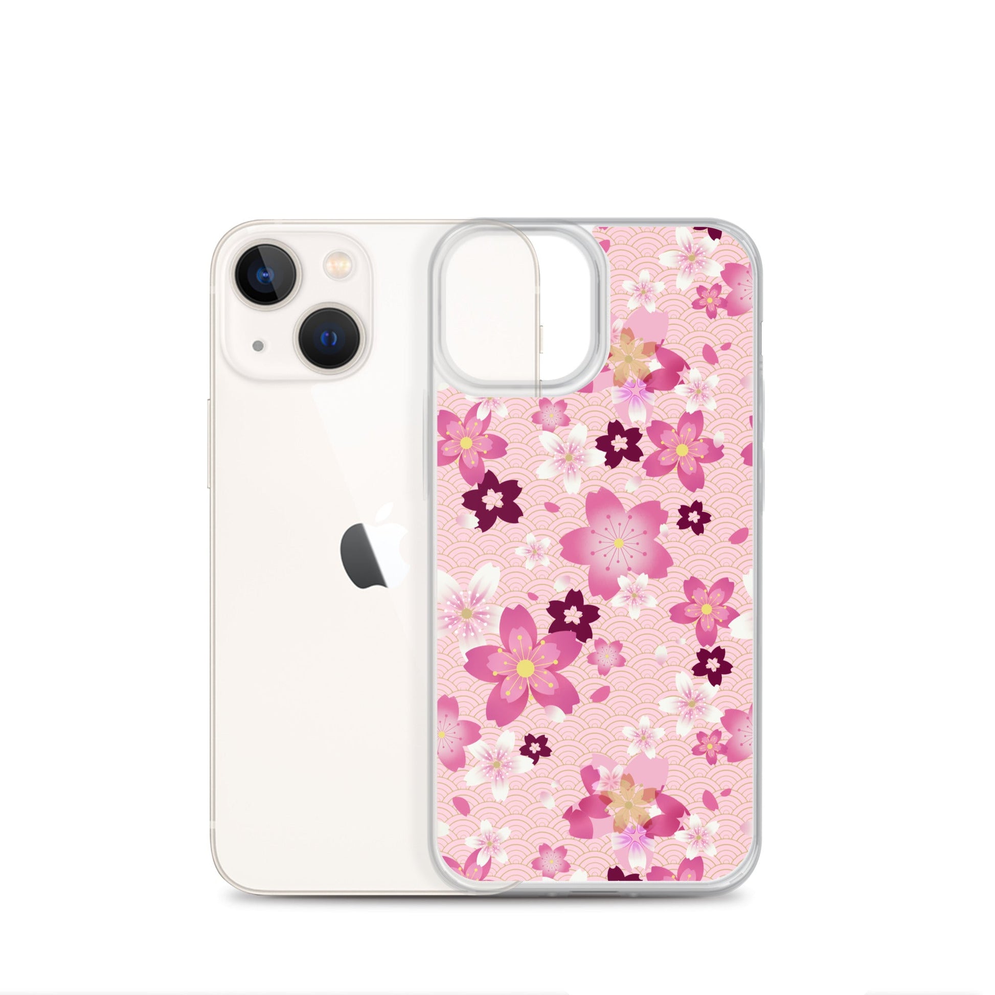 Stylish Sakura iPhone® Clear Case featuring vibrant floral design, protects against scratches and dirt.
