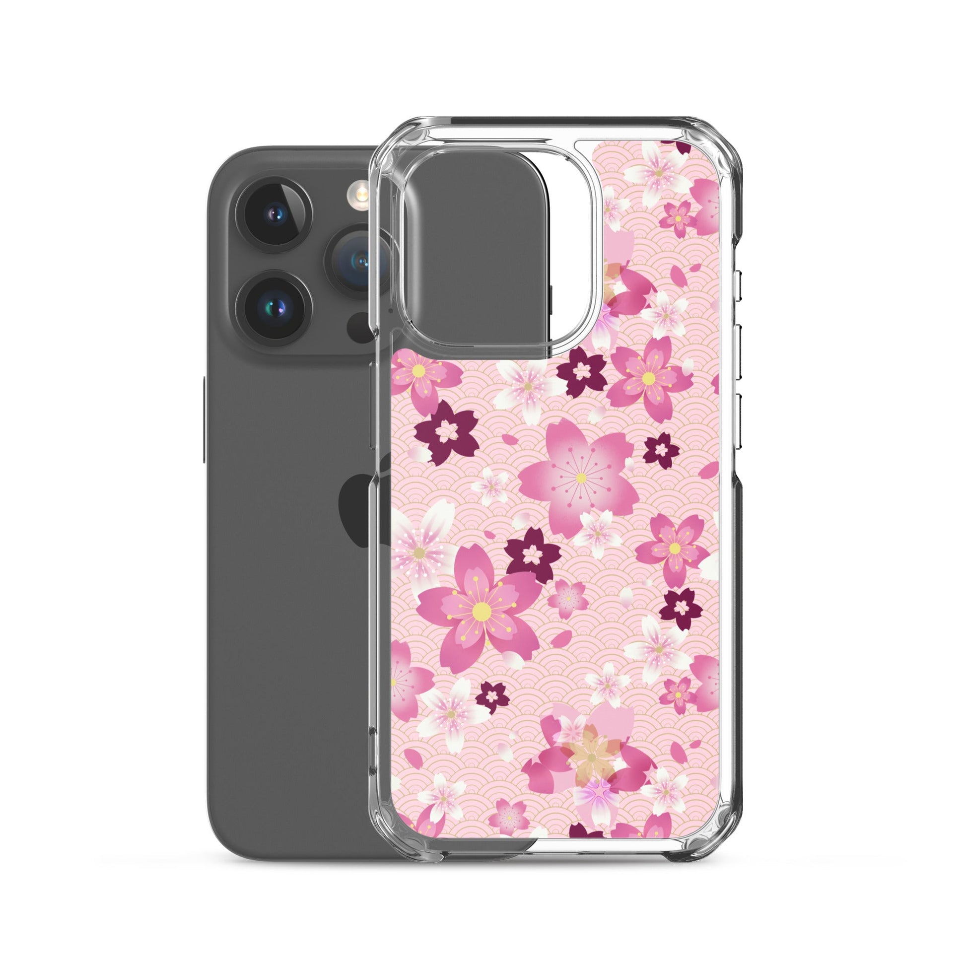 Sakura iPhone® Clear Case showcases a floral design, offering protection from scratches and easy access to ports.