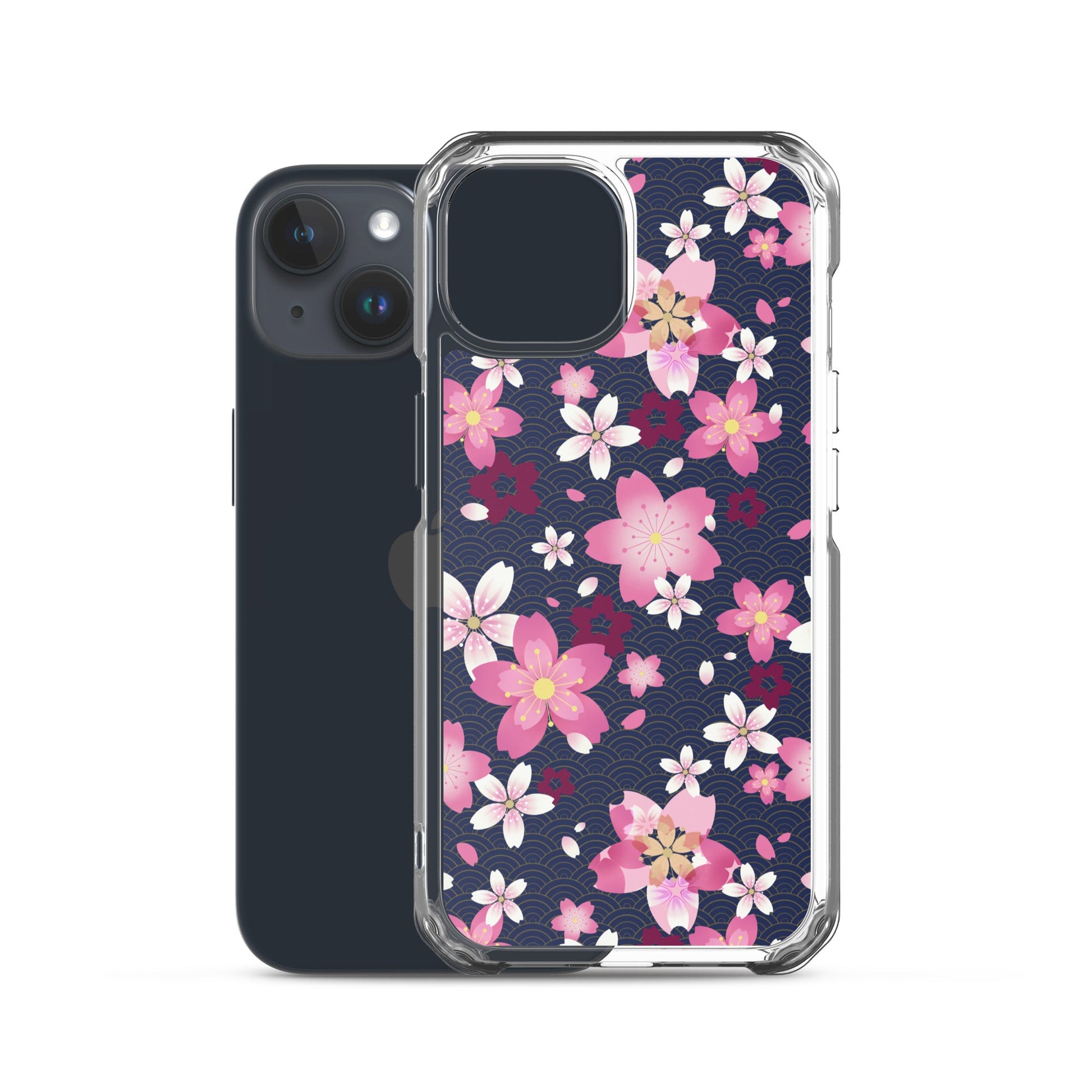 Sakura iPhone® Clear Case showcases vibrant floral design, offering protection from scratches and easy access to ports.