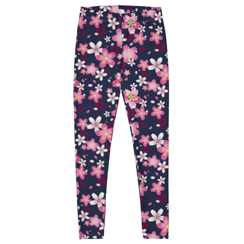 Sakura Leggings feature a vibrant floral design, perfect for spring workouts or casual outings. Soft and comfortable fit.