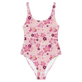 Sakura One-Piece Swimsuit features a floral design, perfect for showcasing your style at the beach or pool.