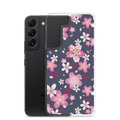 Sakura Samsung® Clear Case featuring a vibrant floral design, perfect for kawaii aesthetic and everyday protection.