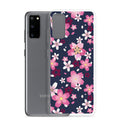 Sakura Samsung® Clear Case showcasing vibrant cherry blossoms, perfect for kawaii aesthetic and everyday protection.