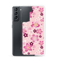 Sakura Samsung® Clear Case showcases a floral design, blending kawaii aesthetics with daily protection for your phone.