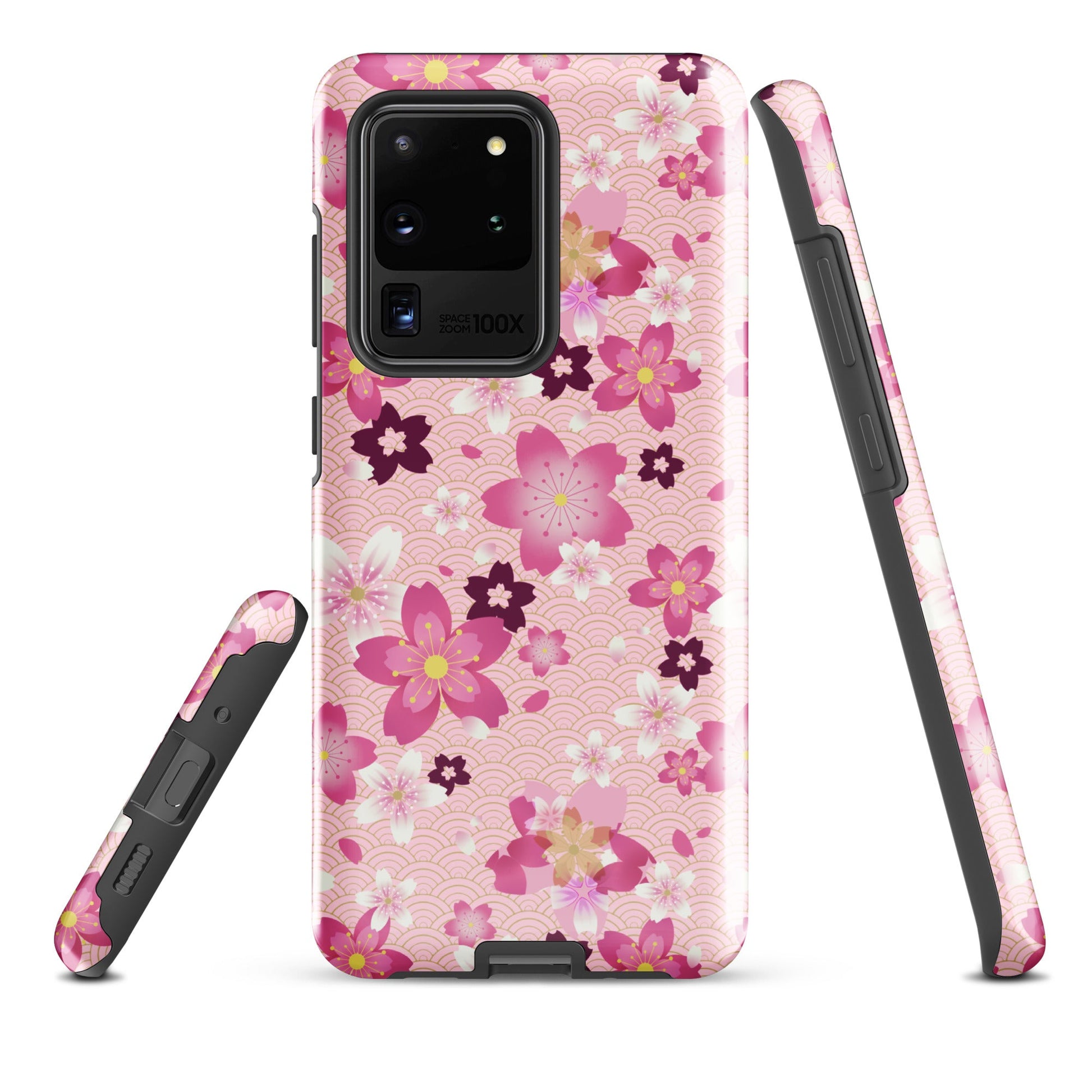 Sakura Samsung® Tough Case features a stylish floral design, ensuring durability and protection for your phone.