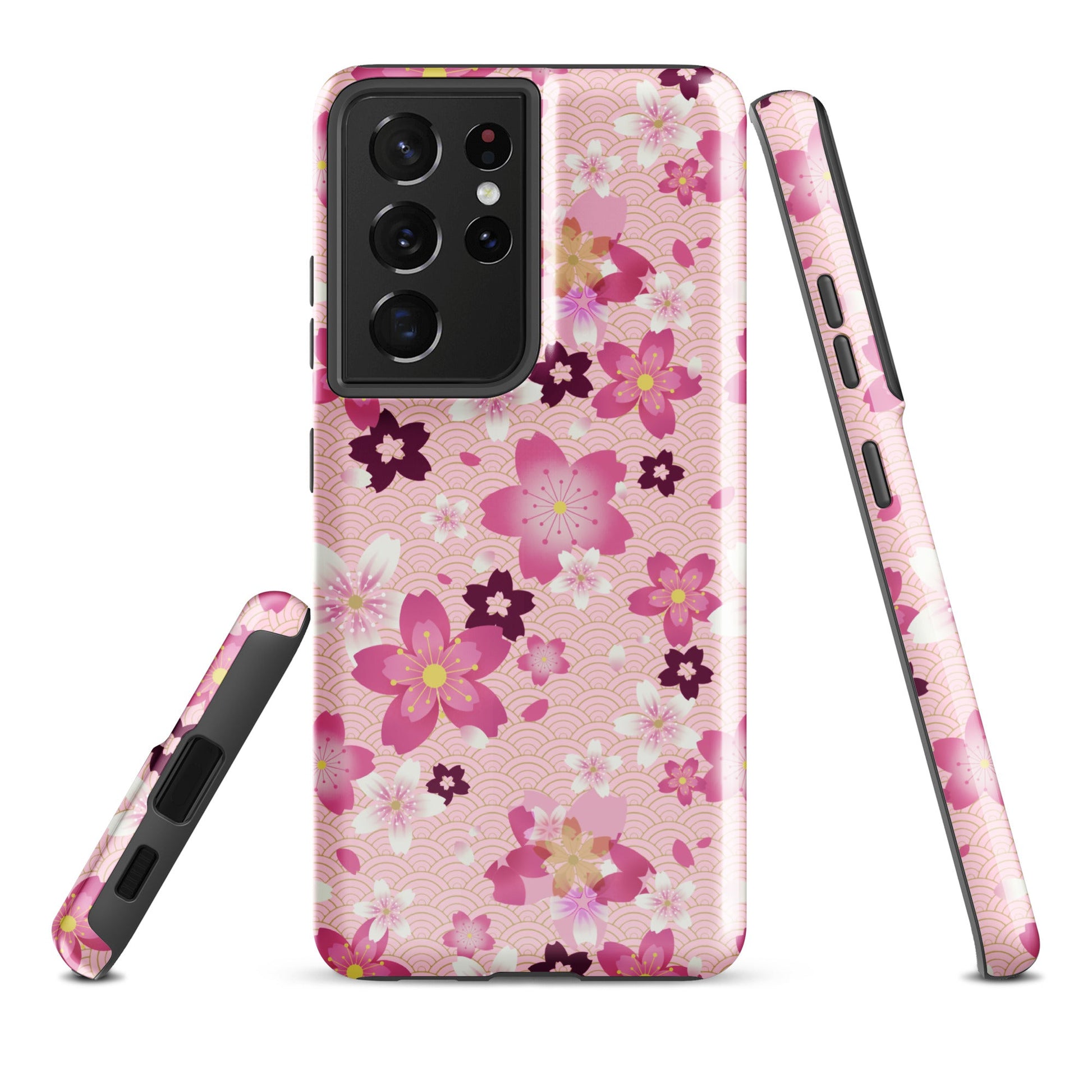 Stylish Sakura Samsung® Tough Case featuring floral design, offering durability and protection for your phone.