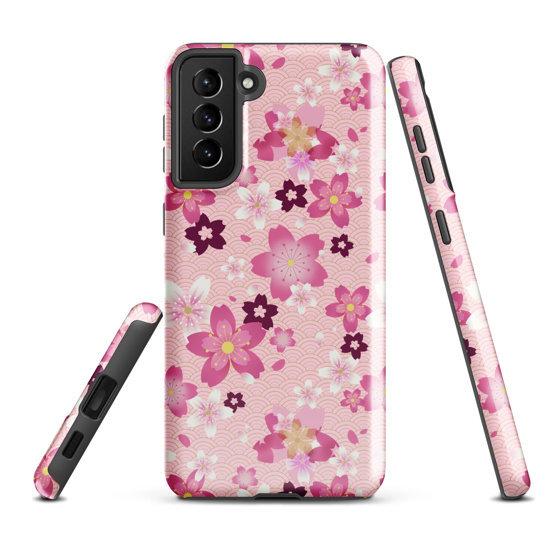 Sakura Samsung® Tough Case features a floral design, combining style with impact-resistant protection for your phone.