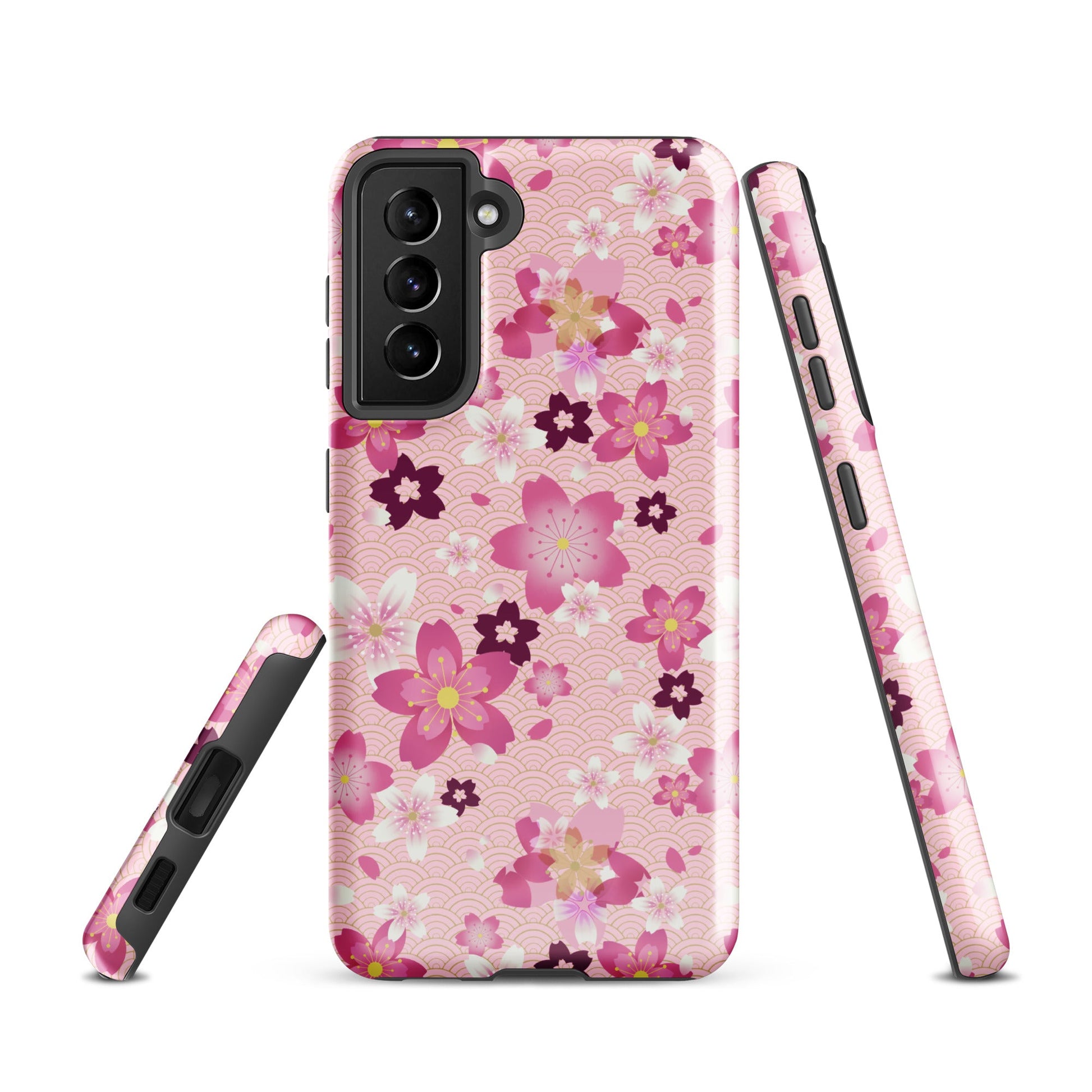 Sakura Samsung® Tough Case features a floral design, offering stylish protection for your phone from impacts and scratches.