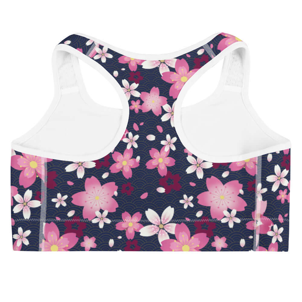 Sakura Sports bra features a floral design, perfect for stylish workouts while staying cute and comfortable.