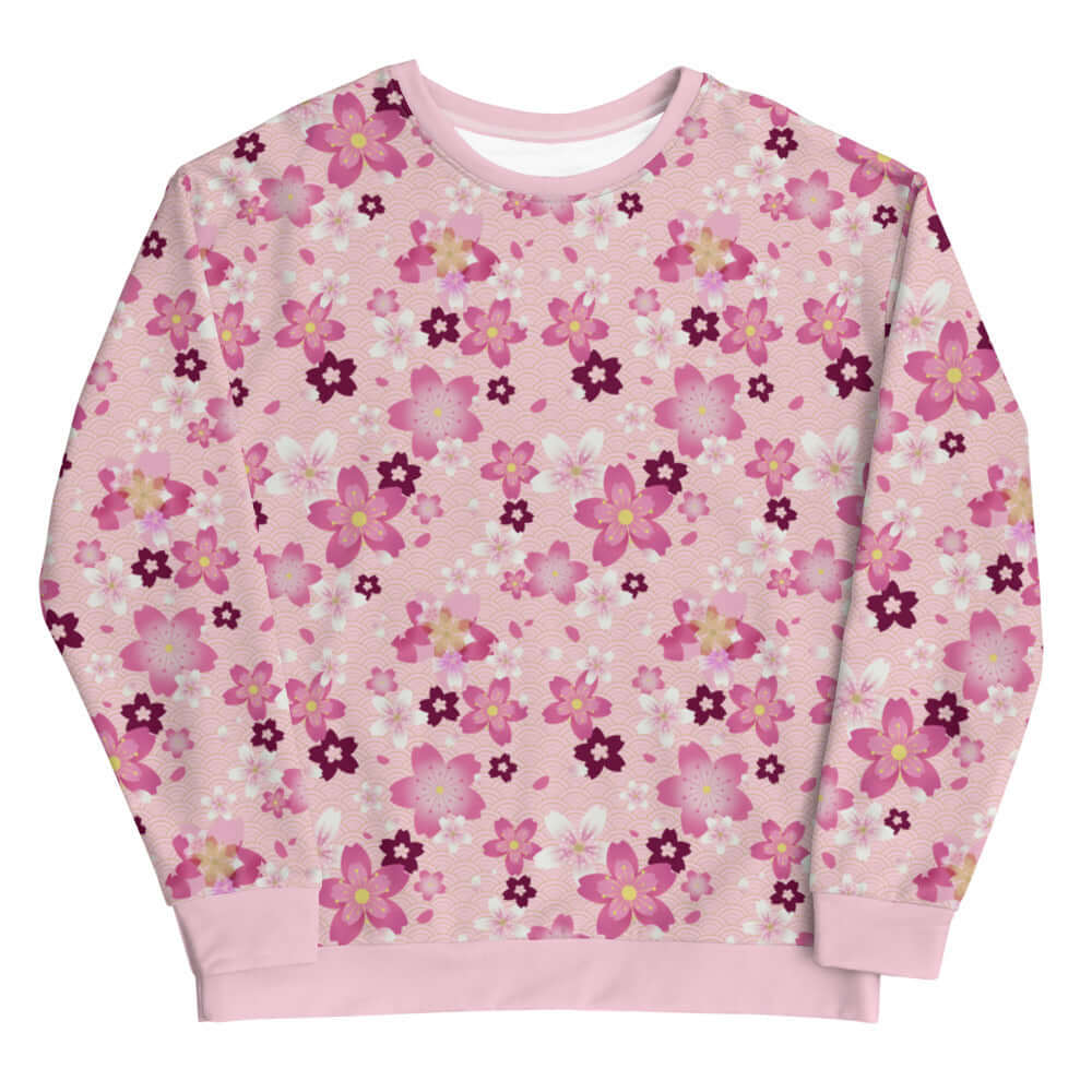 Sakura Sweatshirt featuring a floral design, perfect for embracing kawaii style and Japanese motifs.