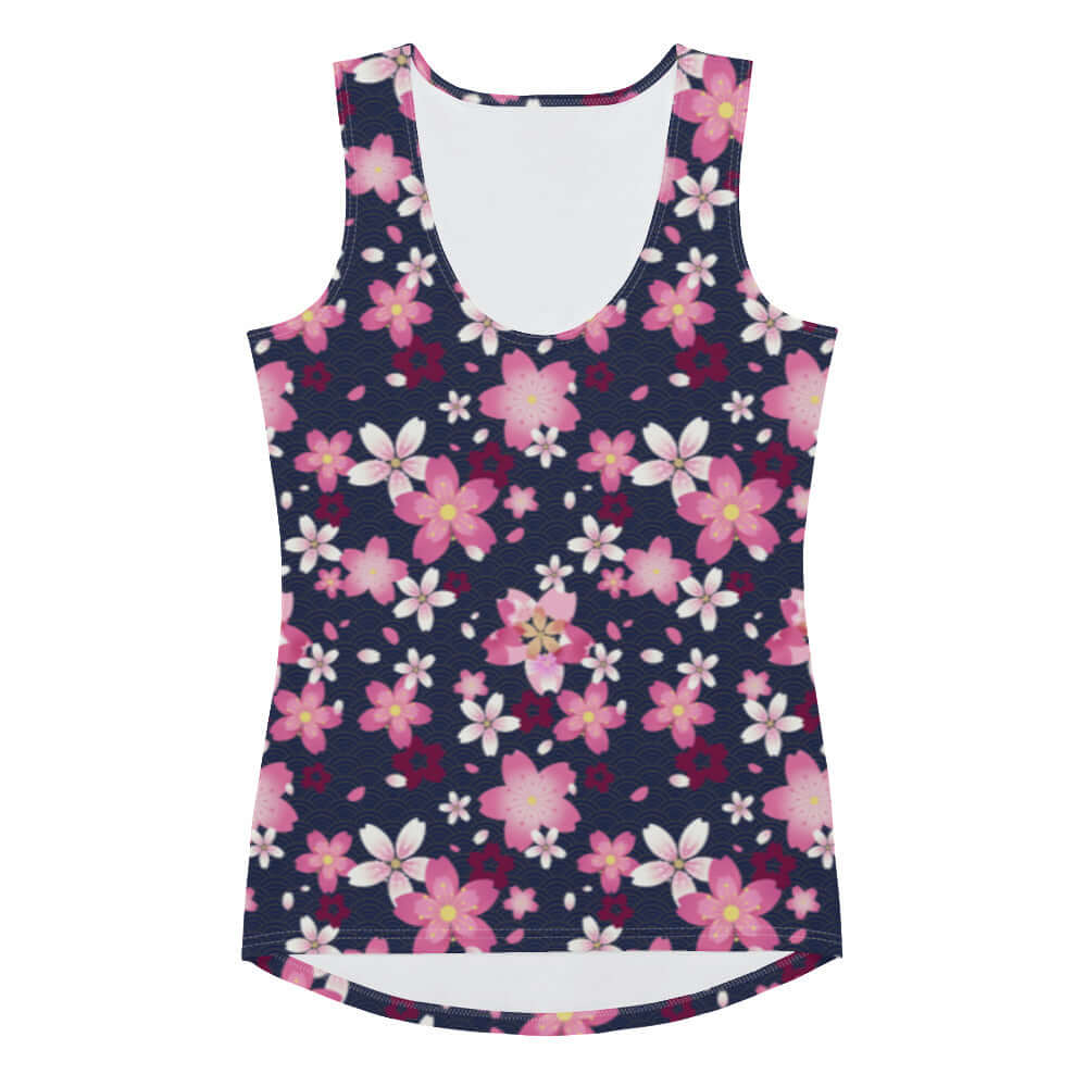 Stylish Sakura Tank Top featuring a vibrant floral print, perfect for spring outfits and gym wear.