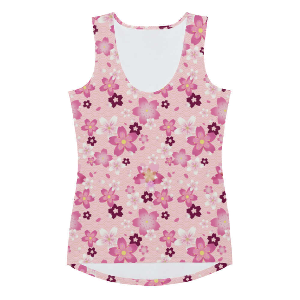 Sakura Tank Top featuring a floral design, perfect for spring outfits or gym wear from your favorite store.