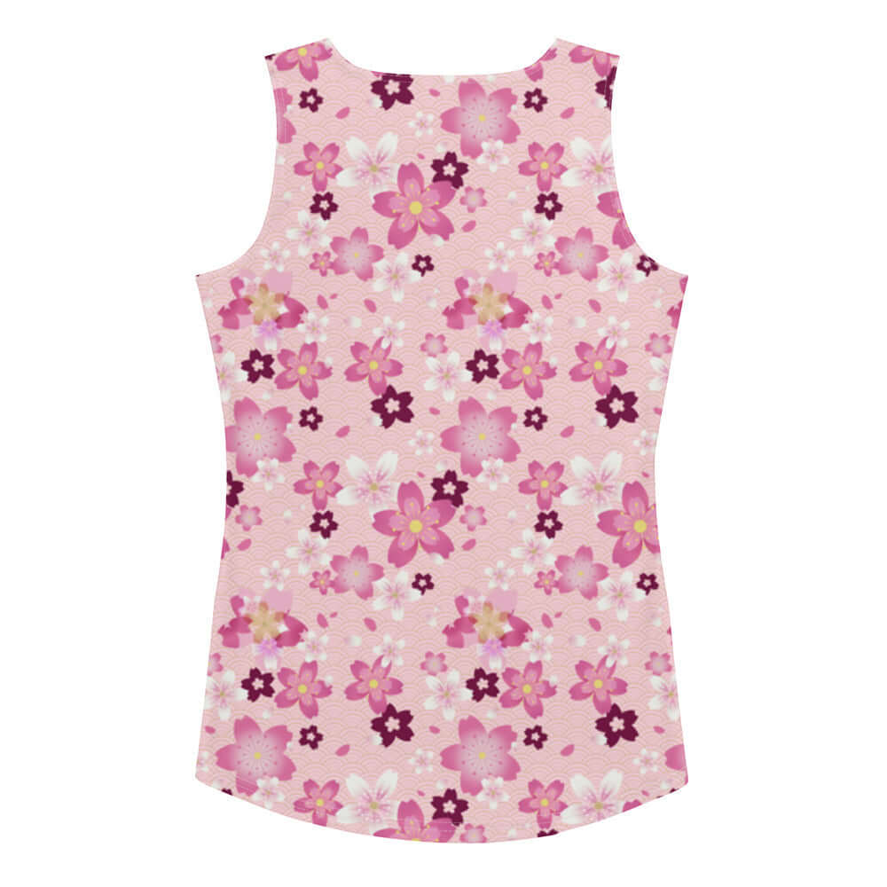 Sakura Tank Top featuring a vibrant floral design, perfect for spring outfits and gym wear. Embrace the season!