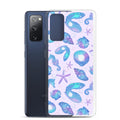 Stylish Sea Princess Samsung® Clear Case featuring seashells and sparkles, perfect for protecting your phone.