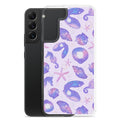 Stylish Sea Princess Samsung® Clear Case featuring seashells and stars, perfect for protection and sparkle on your phone.