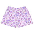 Sea Princess Athletic Short Shorts feature a vibrant seashell print, perfect for summer workouts or beach days.