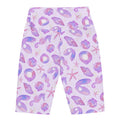 High-waisted Sea Princess Biker Shorts featuring a vibrant seashell print, perfect for summer adventures.