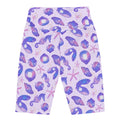 High-waisted Sea Princess Biker Shorts feature a vibrant seashell print, perfect for summer workouts and beach runs.