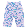 High-waisted Sea Princess Biker Shorts featuring a vibrant seashell pattern, perfect for summer workouts and beach days.
