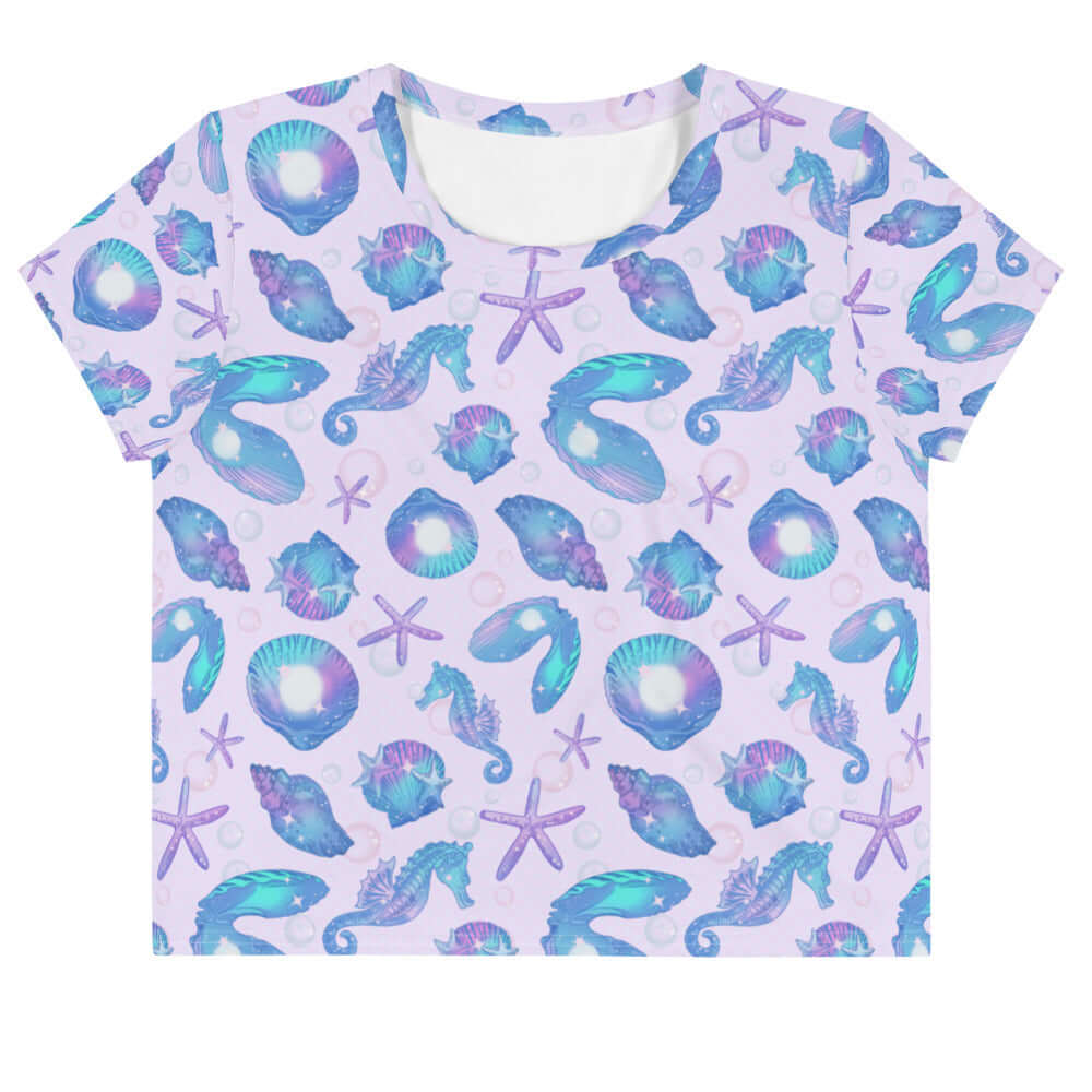 Pretty and comfortable, the Sea Princess Crop Top features a vibrant sea-inspired design, perfect for summer outings.