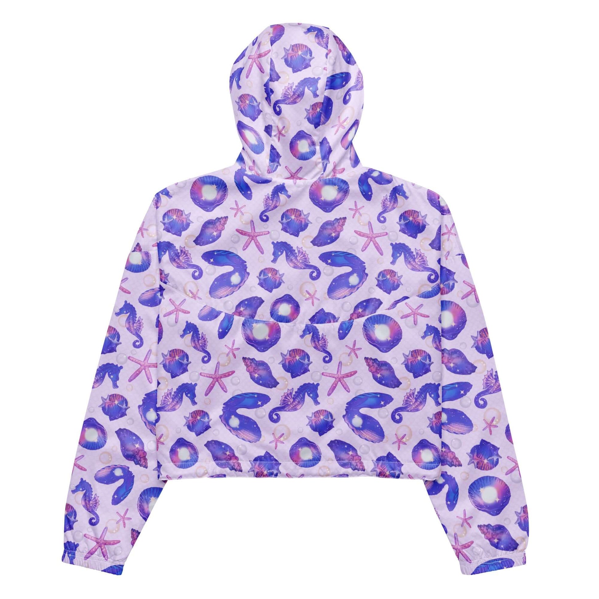 Stylish Sea Princess cropped windbreaker with ocean-inspired design, perfect for lightweight, waterproof adventures.