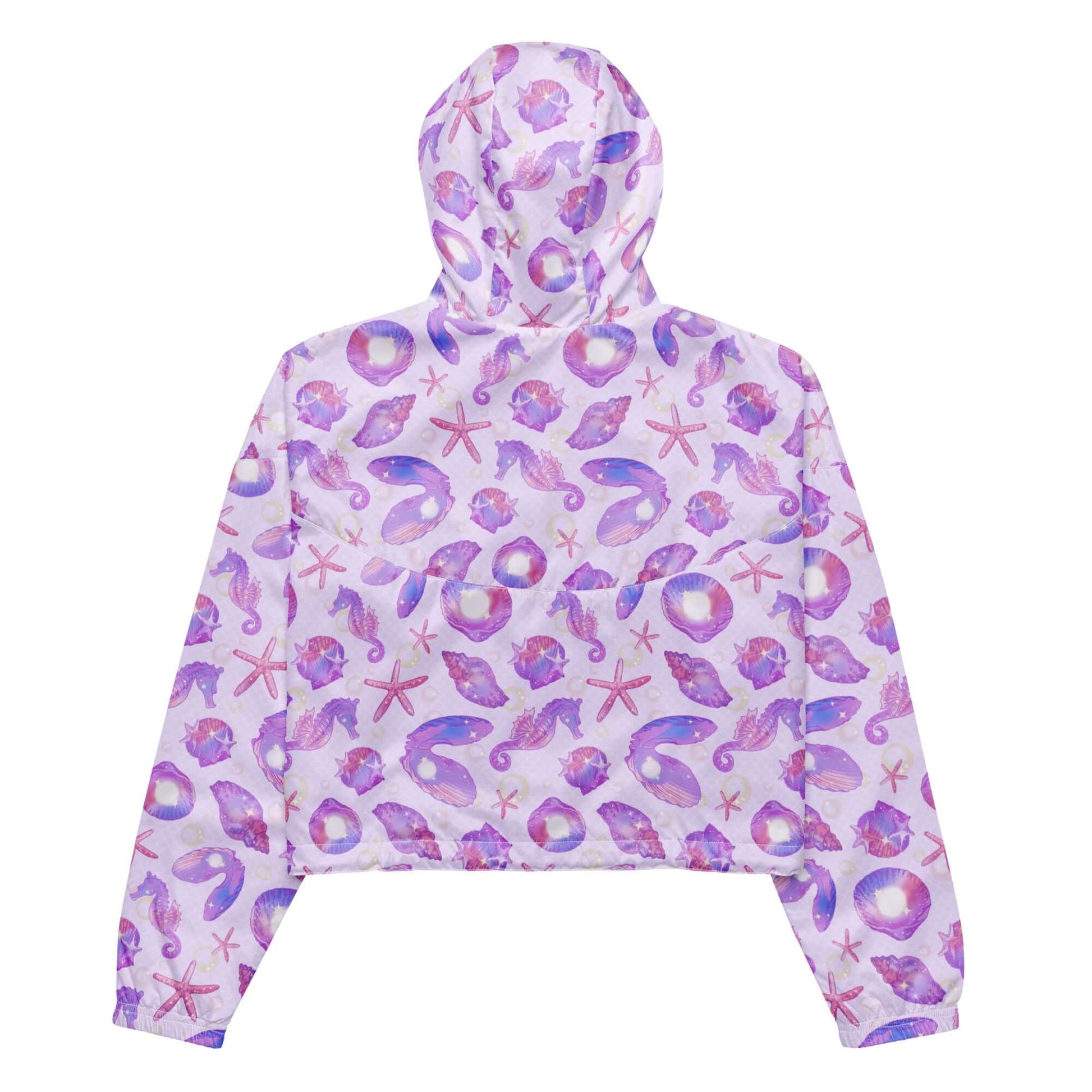 Stylish Sea Princess cropped windbreaker features a waterproof design, perfect for adventures with breathable mesh lining.