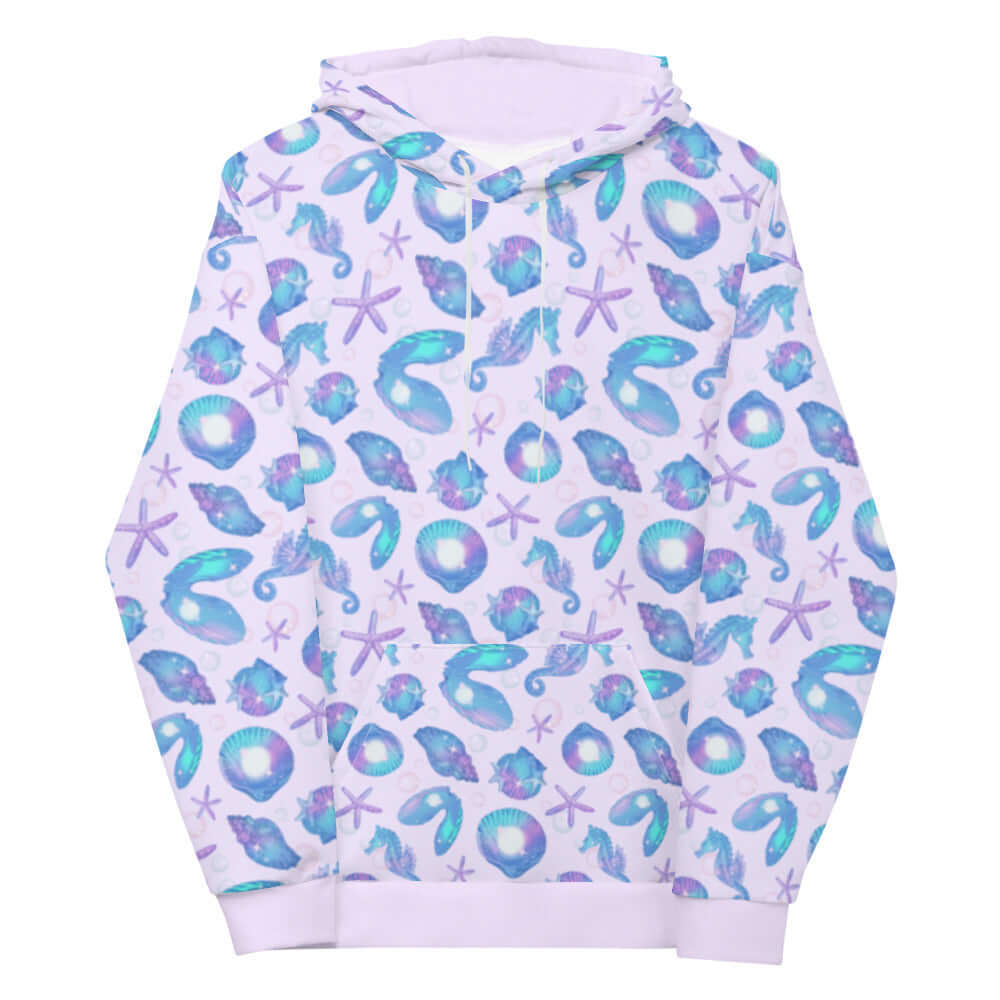 Vibrant Sea Princess Hoodie featuring a fun ocean-themed print, perfect for cozy winter wear and relaxation.