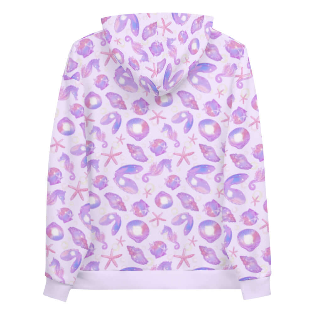 Colorful and cozy Sea Princess Hoodie, perfect for winter lounging with a vibrant seashell print. Ideal for any casual outing!