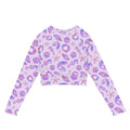 Eco-friendly Sea Princess Long-sleeved Crop Top, perfect for swimming or athleisure with a stylish shell print.