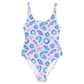 Stylish Sea Princess One-Piece Swimsuit featuring vibrant seashells and star patterns, perfect for mermaid vibes.